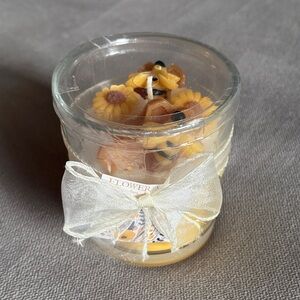 Sunshine Yellow Candle with Cream Ribbon